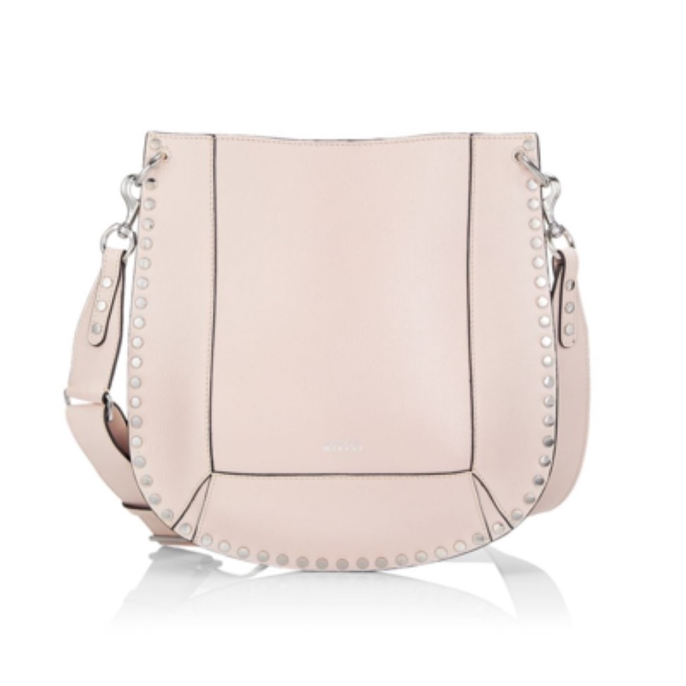 Isabel Marant Oskan Studded Grainy Leather Elegant Pearl Shoulder Bag